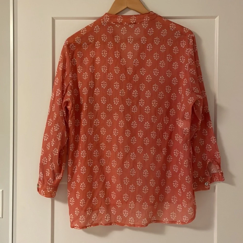 Women's Coral Button Down Shirt - Picture 2 of 11